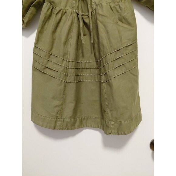 Free People Sweet Surrender Military Green Denim Dress Puff Sleeves Large - Picture 10 of 12